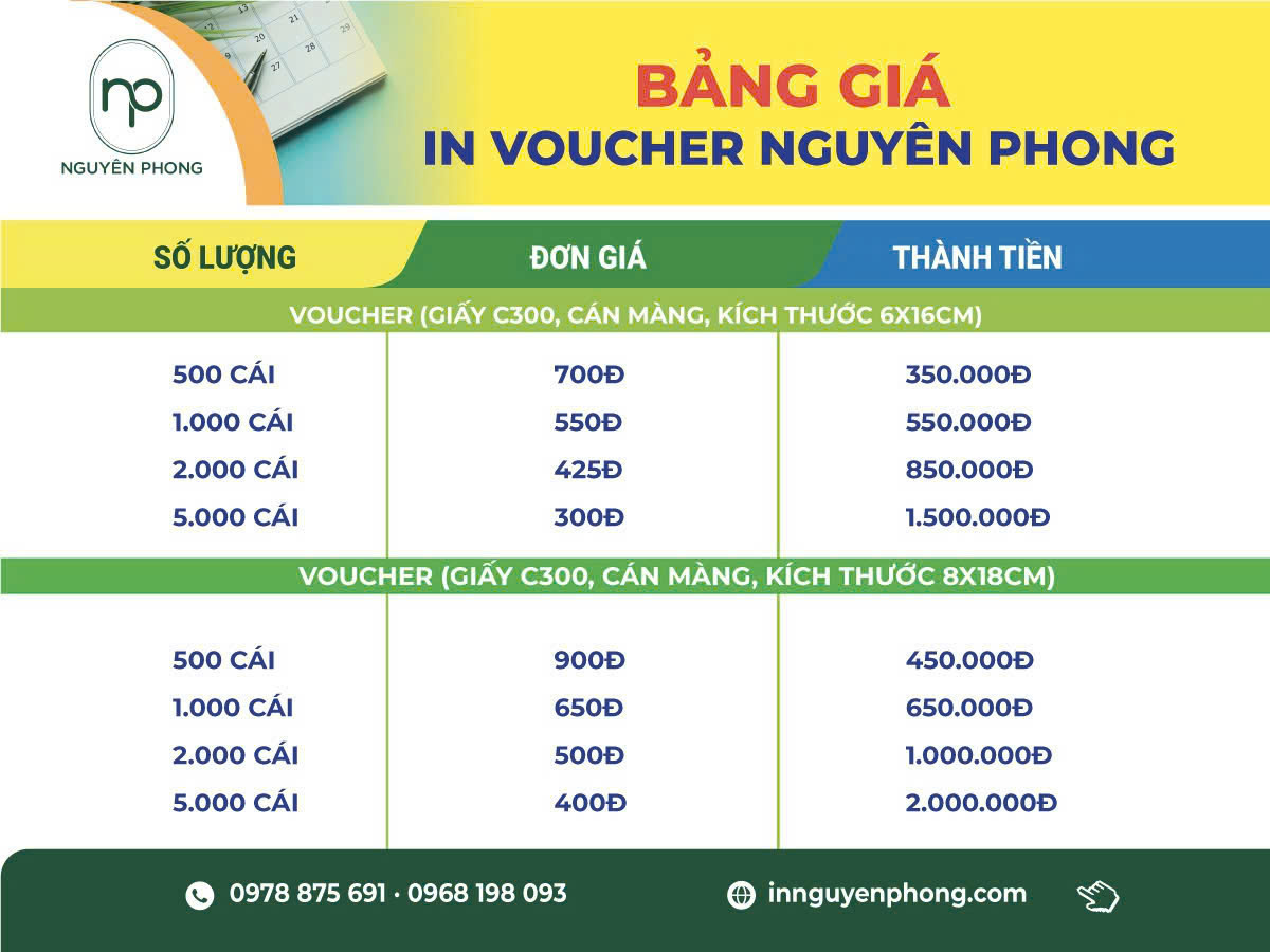 Bảng giá in voucher